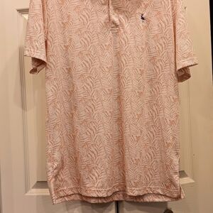 Taylorbyrd Pink/white Palm Leaf Floral Golf Polo Shirt Size L